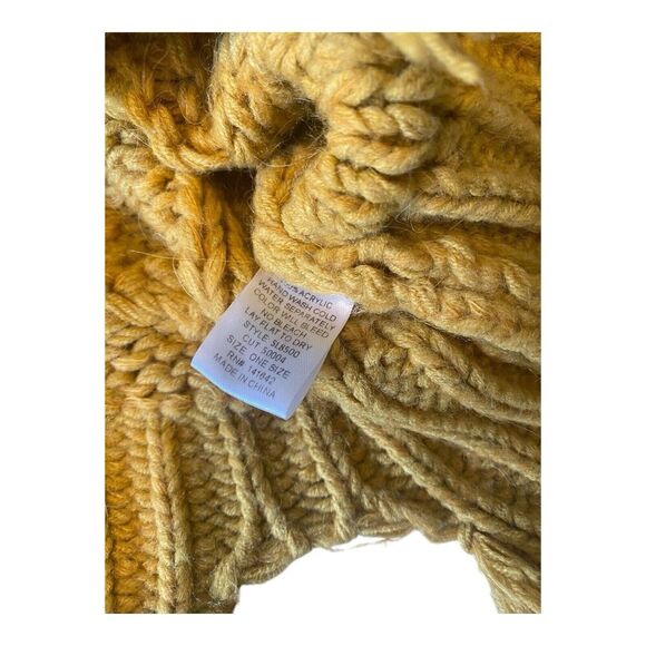 MOD Womens Oversized Cable-Knit Yellow Cropped Knit Sweater Fringe One Size - Picture 5 of 9